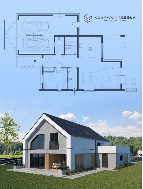 projekt domu wraz z rysunkiem technicznym
